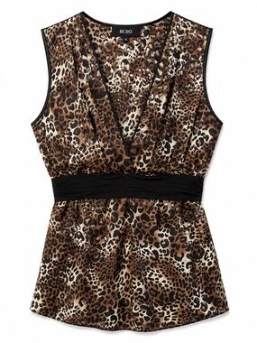 BCBG silk Leopard Print Sleeveless Top Sz:XS